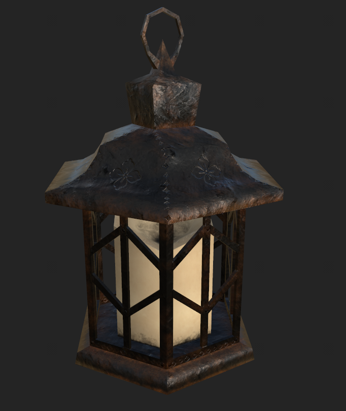 a low poly 3D model of a lantern